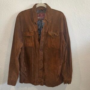 Patrick James 100% Genuine Leather Men’s Brown Button Down Jacket Lined Size L
